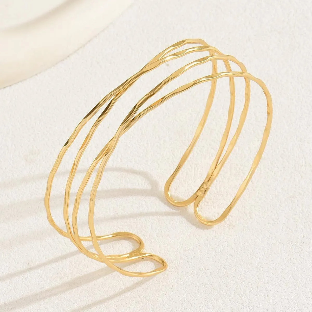 Gold Arm Cuff Jewelry for Women - Upper Arm Bracelet Bangle, Metal Adjustable Gold/Silver Plated