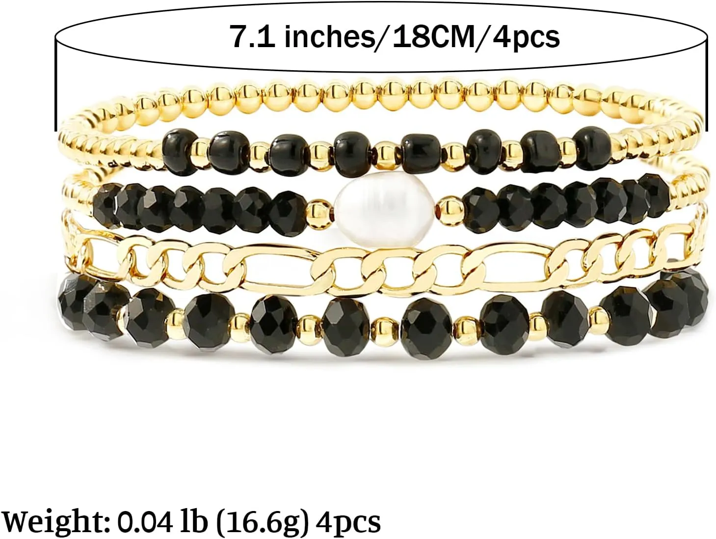 Gold Beaded Bracelets for Women Boho Crystal Multiple Layered Stackable Wrap Bangle Set Paperclip Chain Trendy Jewelry