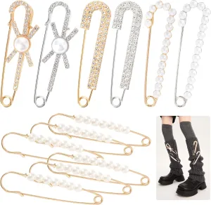 Gold Brooches Pins Charms for Socks: LOTOFUN Fashion 12,80,110PCS Rhinestone Pearl Bling Junk Sock Bulk Button - Decorative Safety Pins Brooch for Women Shoes Clothes Sweater Hat Pant
