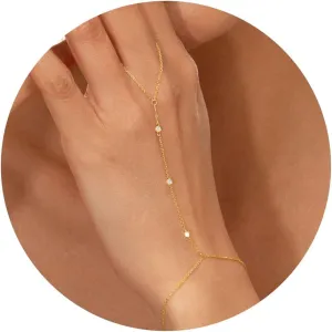 Gold Hand Chain Bracelet for Women Trendy, Dainty 14k Gold Ring Bracelet Hand Chain Finger Ring Slave Cuff Bracelet Cubic Zircon Hand Jewelry for Women Fall Jewelry Accessories for Women