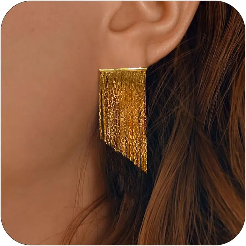 Gold Tassel Earrings for Women Gold Dangle Earrings Long Threader Earrings Chain Drop Earrings for Girls