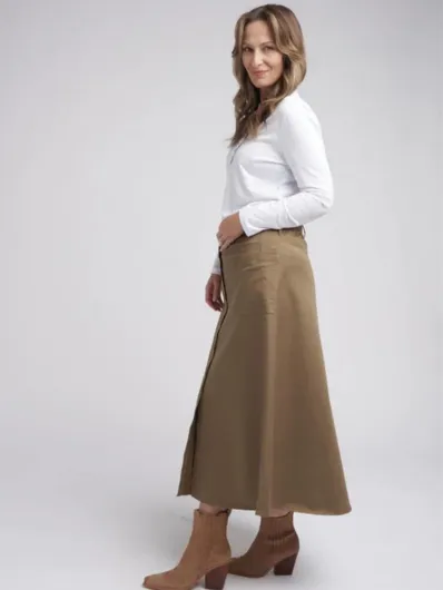 Goondiwindi - Button Through Skirt - Brown