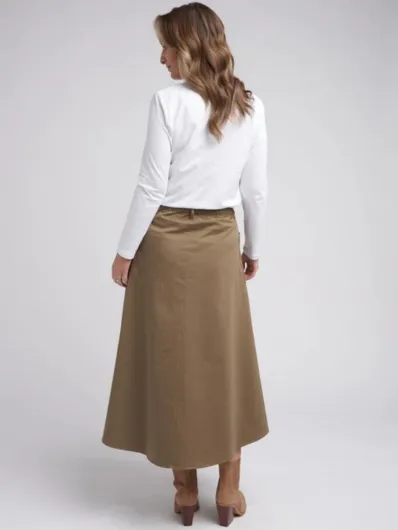 Goondiwindi - Button Through Skirt - Brown