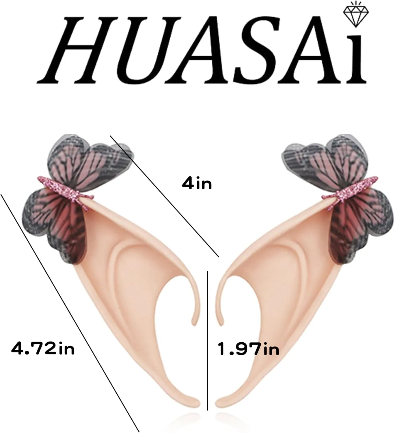 Gothic Elf Ear Cuffs for Women Fairy Ear Cuff Earrings Butterfly Ear Wrap Earrings for Women Cosplay Costumes