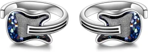 Guitar Ear Cuffs Sterling Silver Guitar Earrings Non Piercing Ear Cuffs Music Jewelry Guitar Gifts for Women
