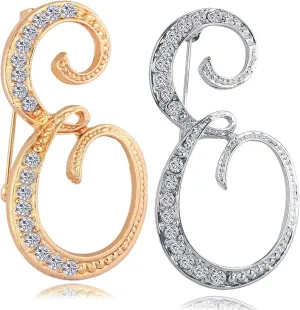 HAFILO 2 pack initial letter brooch pin for women girl 26 letters A-Z fashion brooches collar pins Gold silver
