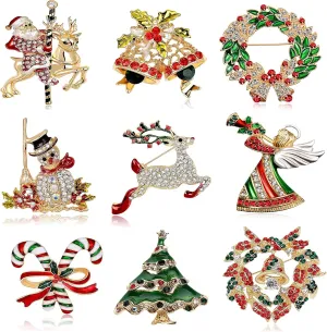 Halloween Thanksgiving Fall Christmas Theme Crystal Brooch Set with Rhinestone Crystal Halloween Thanksgiving Fall Christmas Ornament