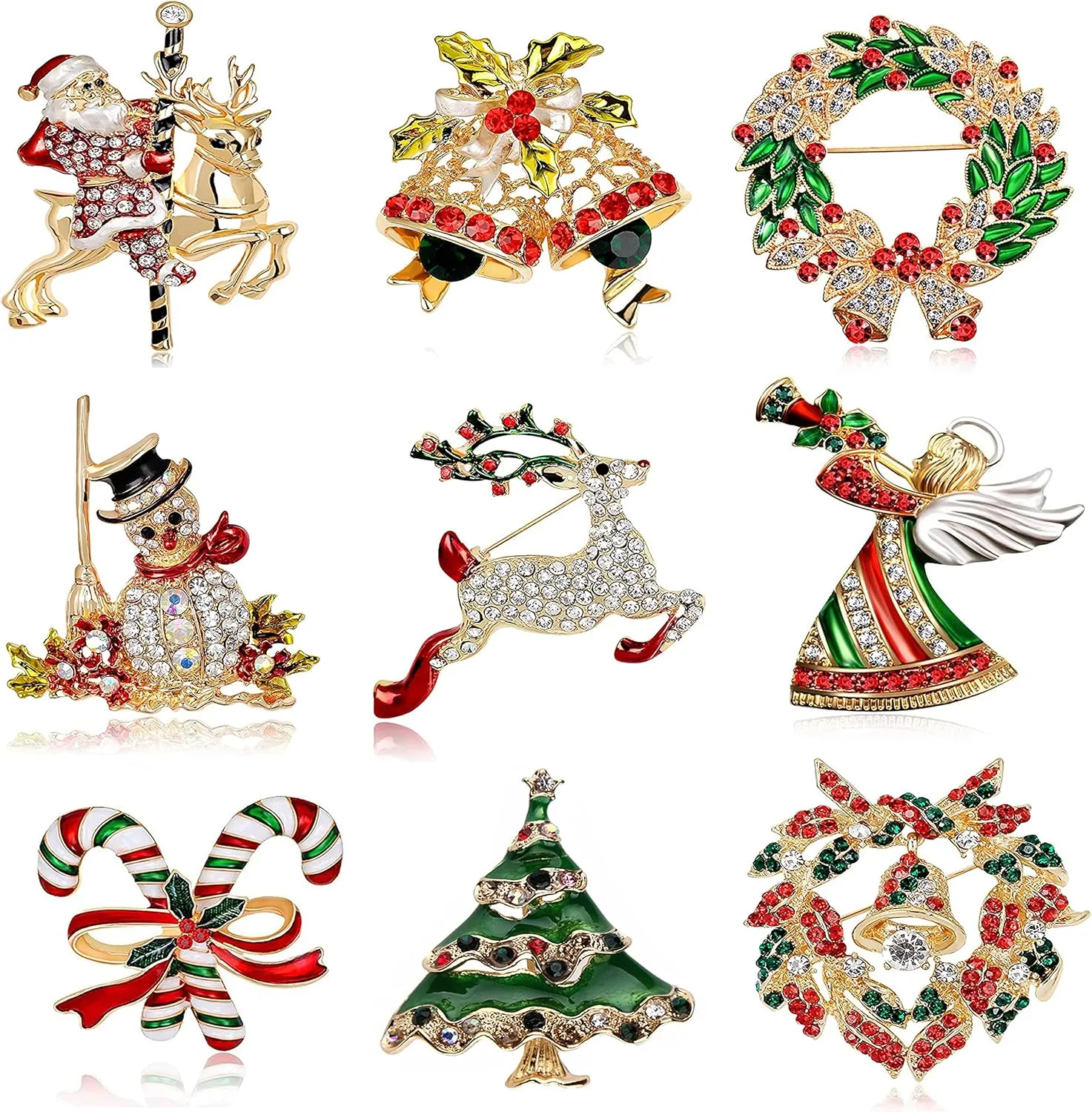 Halloween Thanksgiving Fall Christmas Theme Crystal Brooch Set with Rhinestone Crystal Halloween Thanksgiving Fall Christmas Ornament