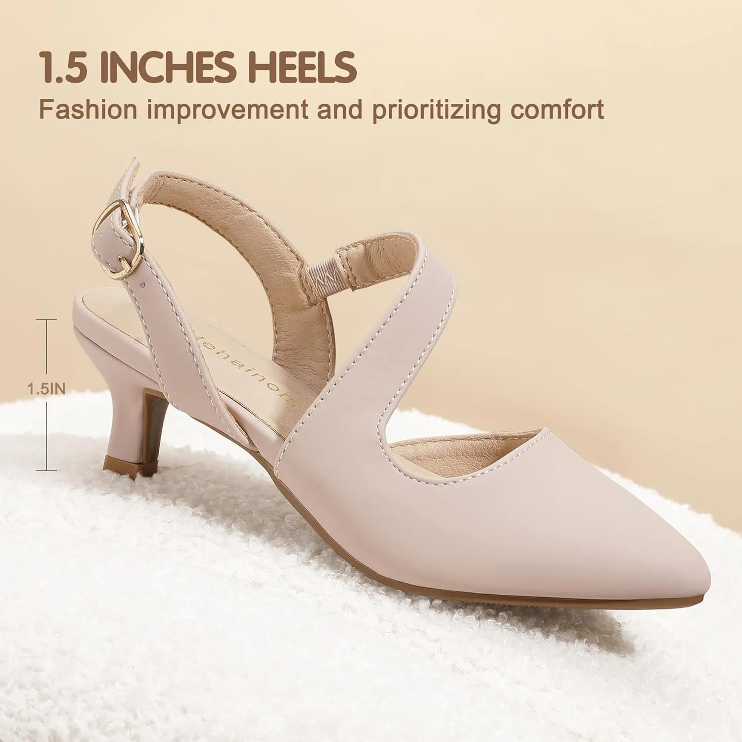 Hehainom Girls Dress Shoes Kitten Heels Sandals Little Big Kids Pointed Toe Slingback Wedding Party Pumps Shoes