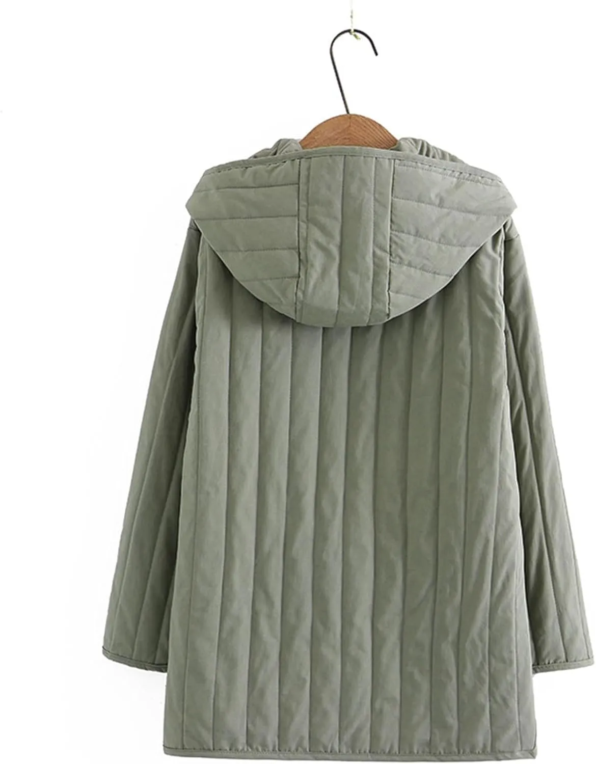 HGps8w Hooded Quilted Puffer Jackets for Women Button Up Lightweight Versatile Loose Warm Winter Down Coats Outerwear