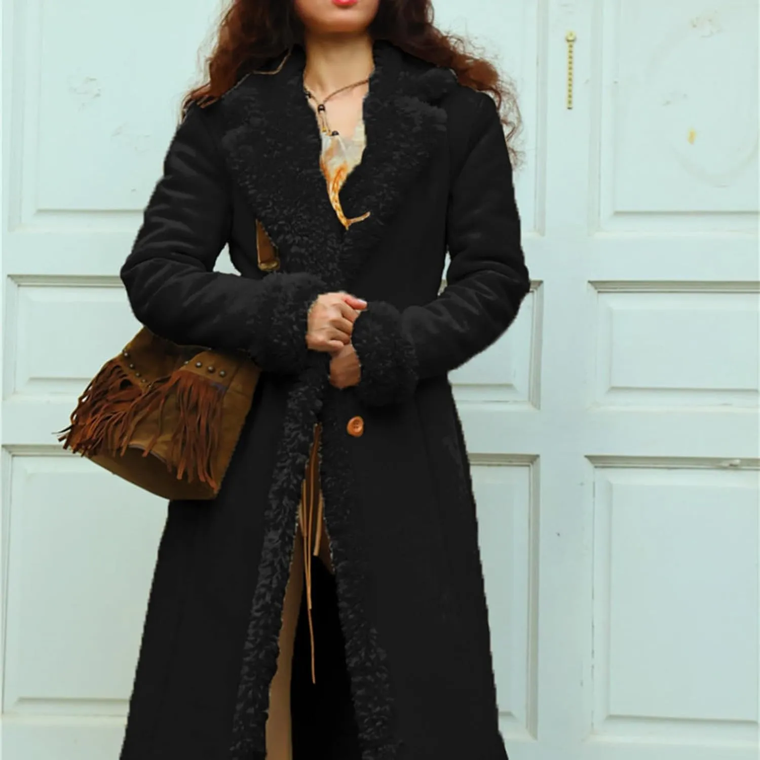 HGps8w Long Suede Winter Coats for Women Lapel Sherpa Fleece Faux Fur Shearling Oversized Teddy Jackets Warm Outerwear