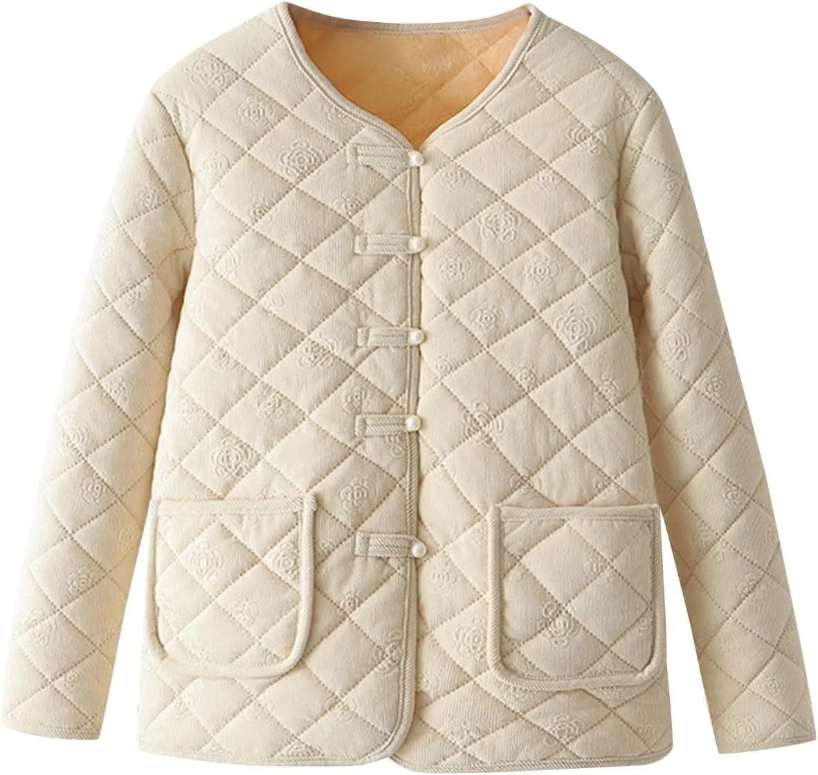 HGps8w Women's Corduroy Quilted Puffer Jacket - Button Down Casual Warm Padded Down Coats Thick Insulated Winter Outerwear