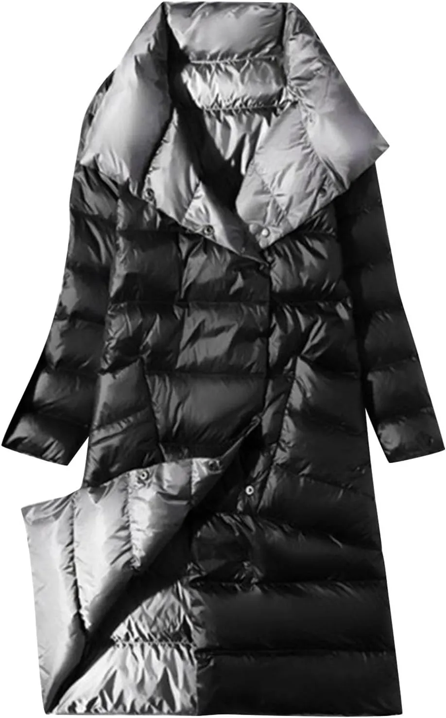 HGps8w Women's Long Puffer Jacket Stand Collar Casual Quilted Warm Long Sleeve Padded Down Coats Thickened Winter Outerwear