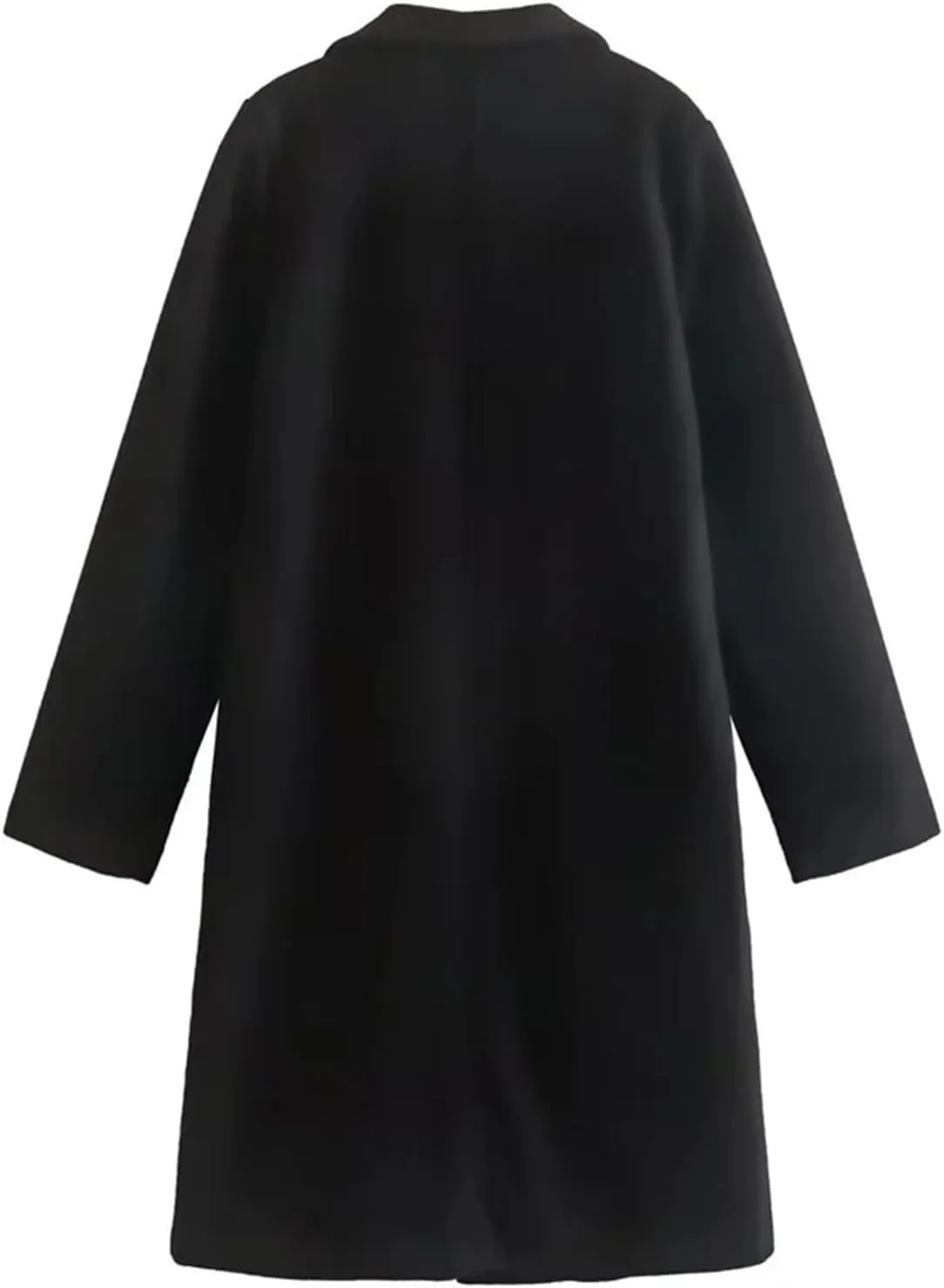 HGps8w Women's Winter Long Wool Coats Elegant Notched Lapel Open Front Wool Blend Peacoat Trench Overcoat with Pockets