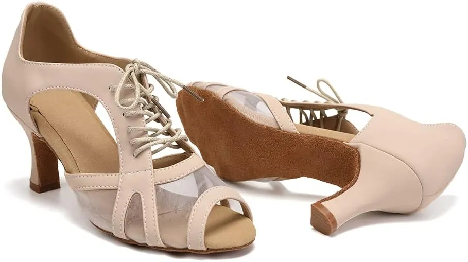 HROYL Women Latin Dance Shoes Salsa Practice Wedding Party Performence Ballroom Dance Shoes,Model L561/087