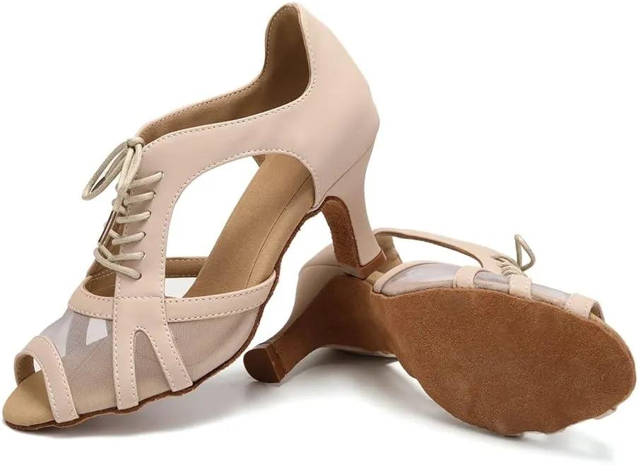 HROYL Women Latin Dance Shoes Salsa Practice Wedding Party Performence Ballroom Dance Shoes,Model L561/087