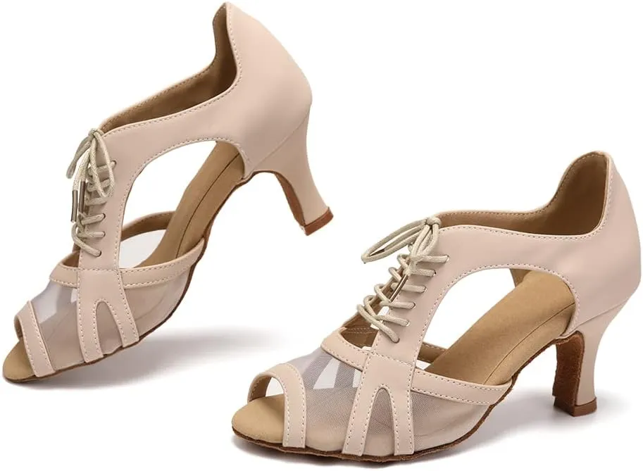 HROYL Women Latin Dance Shoes Salsa Practice Wedding Party Performence Ballroom Dance Shoes,Model L561/087