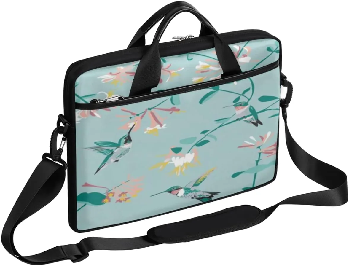Hummingbird Bird Pattern Laptop Shoulder Messenger Bag Waterproof Laptop Briefcase with Handle and Padded Strap Case Sleeve for 13 13.3 14 15.6 Inch Laptop Case
