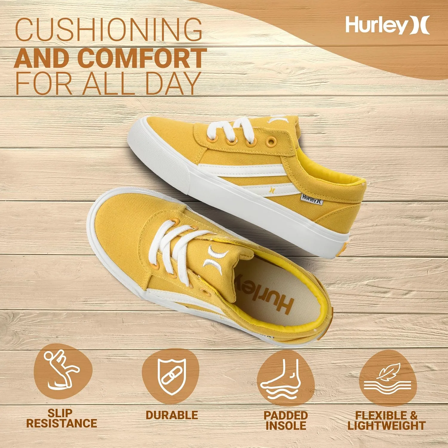 Hurley Boardy Kids Lace Up Canvas Sneakers ??Low Cut Skateboarding Shoes for Kids, Sports Shoes for Boys and Girls