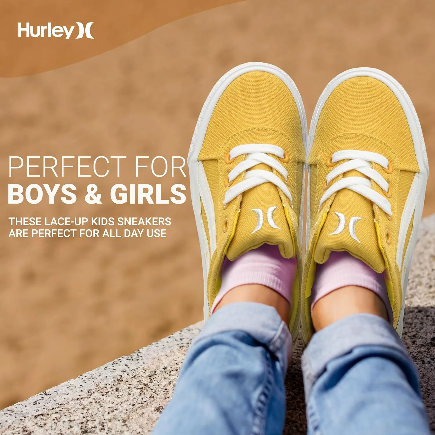 Hurley Boardy Kids Lace Up Canvas Sneakers ??Low Cut Skateboarding Shoes for Kids, Sports Shoes for Boys and Girls