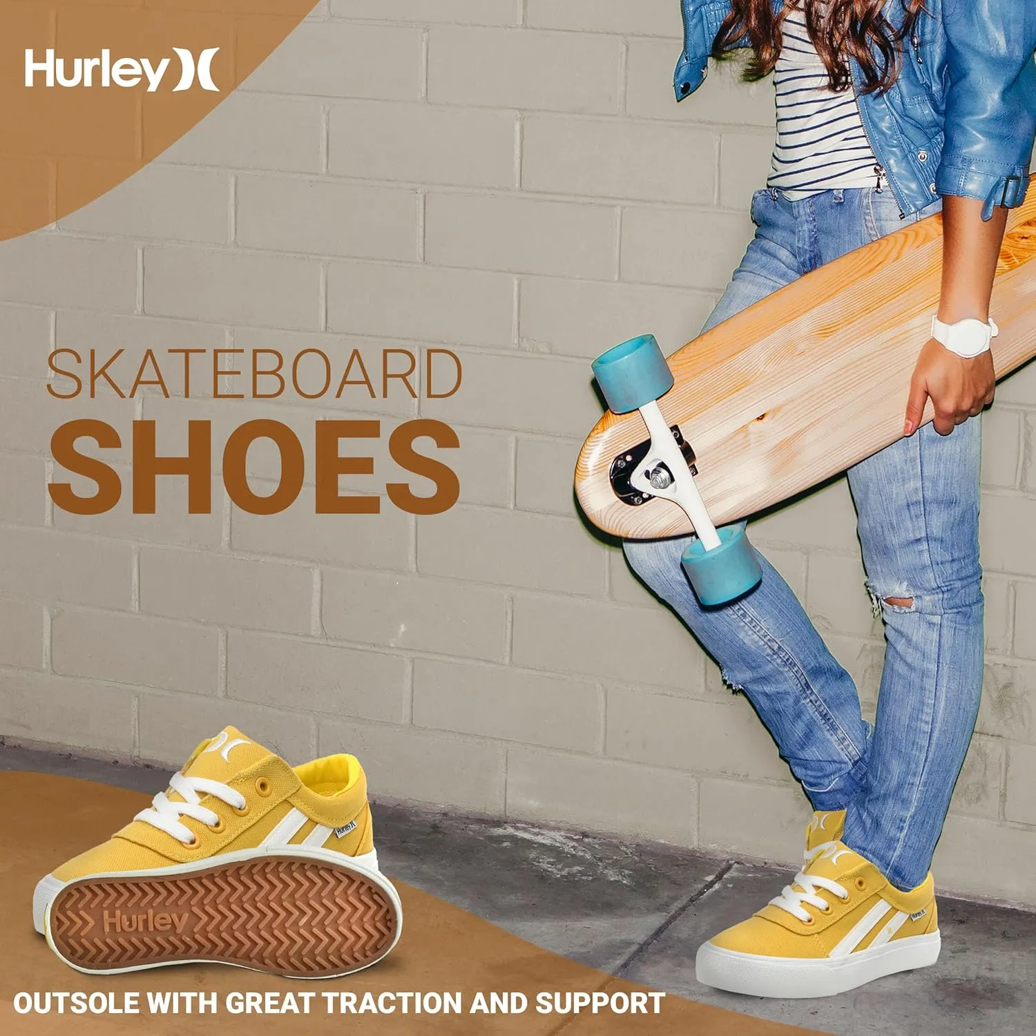 Hurley Boardy Kids Lace Up Canvas Sneakers ??Low Cut Skateboarding Shoes for Kids, Sports Shoes for Boys and Girls