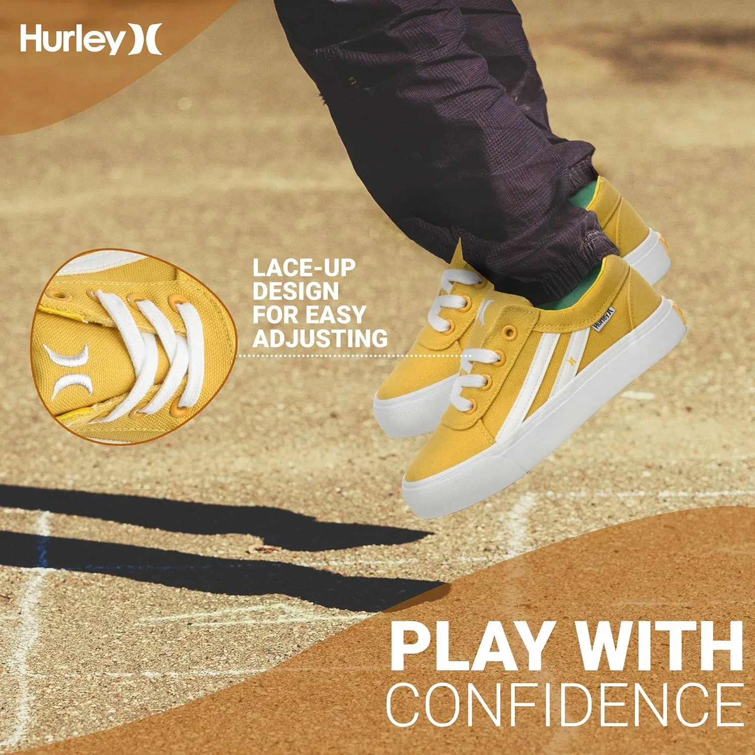 Hurley Boardy Kids Lace Up Canvas Sneakers ??Low Cut Skateboarding Shoes for Kids, Sports Shoes for Boys and Girls