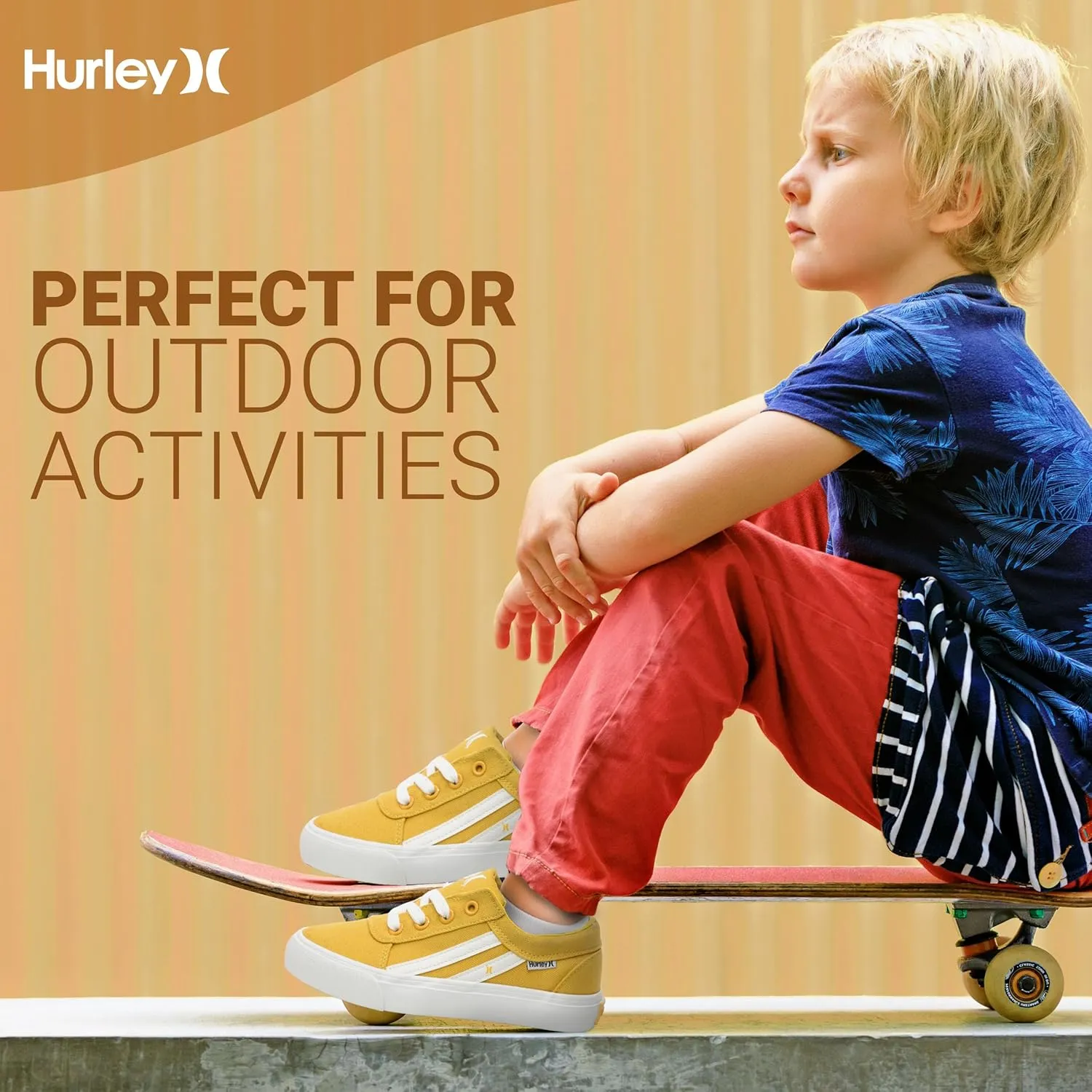 Hurley Boardy Kids Lace Up Canvas Sneakers ??Low Cut Skateboarding Shoes for Kids, Sports Shoes for Boys and Girls