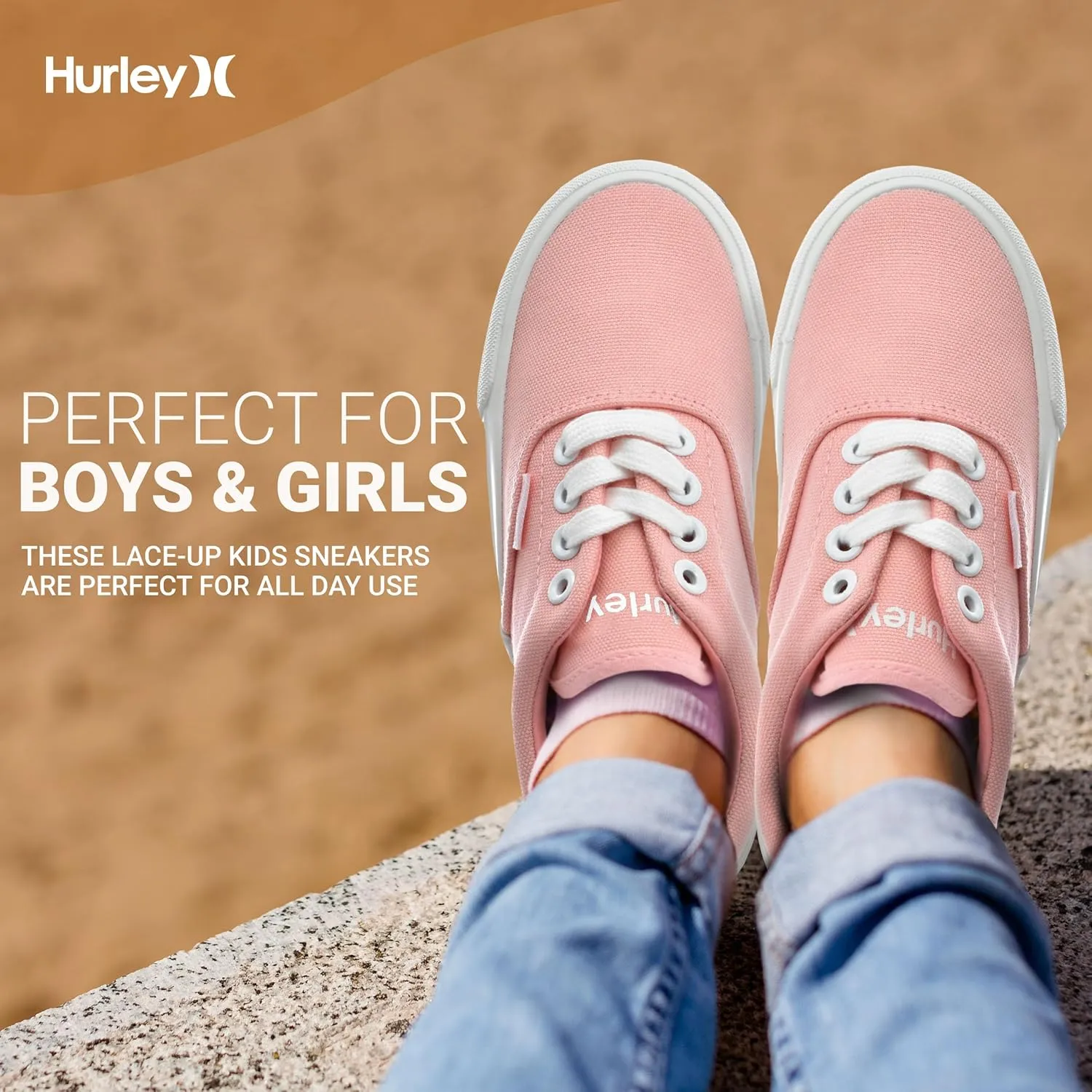 Hurley Marley Kids Lace Up Canvas Sneakers ??Low Cut Skateboarding Shoes for Kids, Sports Shoes for Boys and Girls