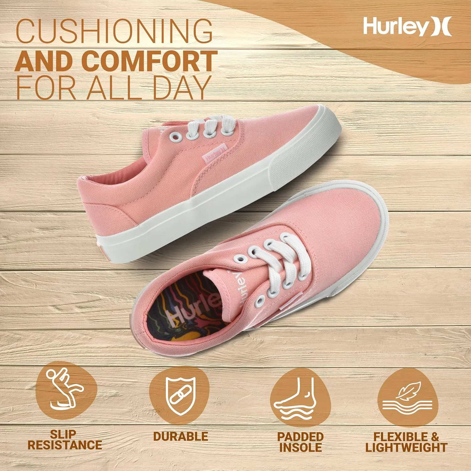 Hurley Marley Kids Lace Up Canvas Sneakers ??Low Cut Skateboarding Shoes for Kids, Sports Shoes for Boys and Girls