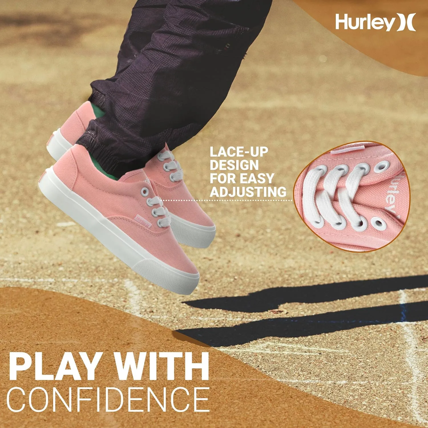 Hurley Marley Kids Lace Up Canvas Sneakers ??Low Cut Skateboarding Shoes for Kids, Sports Shoes for Boys and Girls