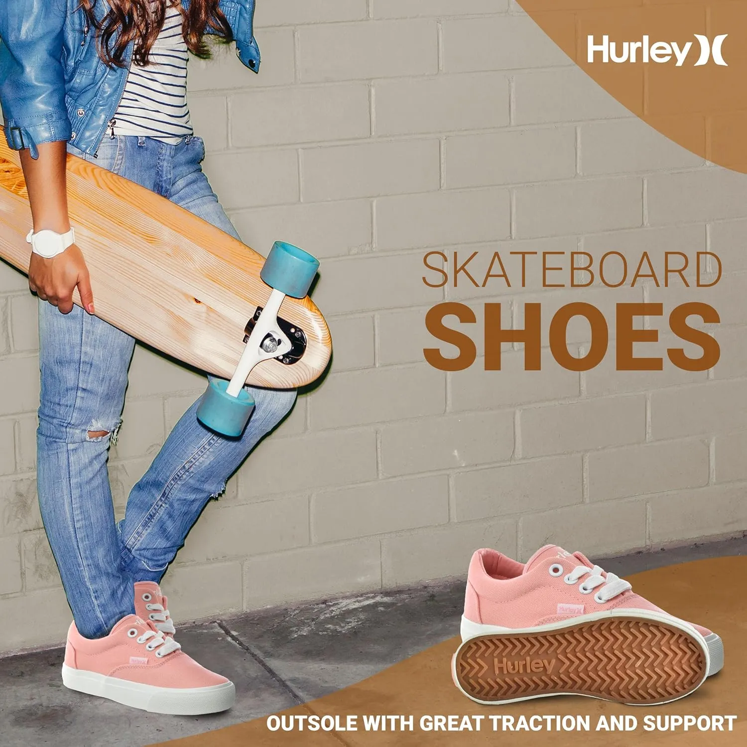 Hurley Marley Kids Lace Up Canvas Sneakers ??Low Cut Skateboarding Shoes for Kids, Sports Shoes for Boys and Girls
