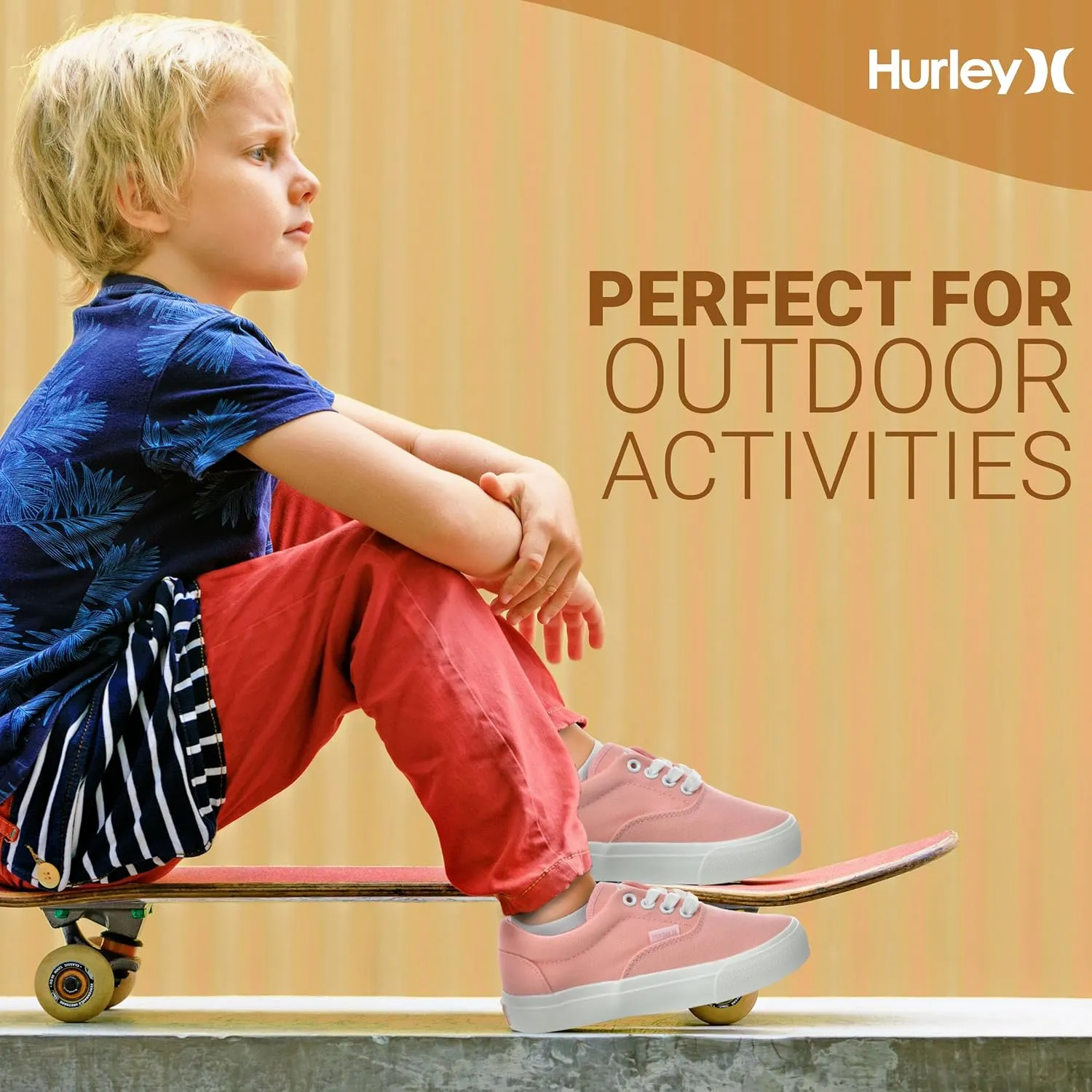 Hurley Marley Kids Lace Up Canvas Sneakers ??Low Cut Skateboarding Shoes for Kids, Sports Shoes for Boys and Girls
