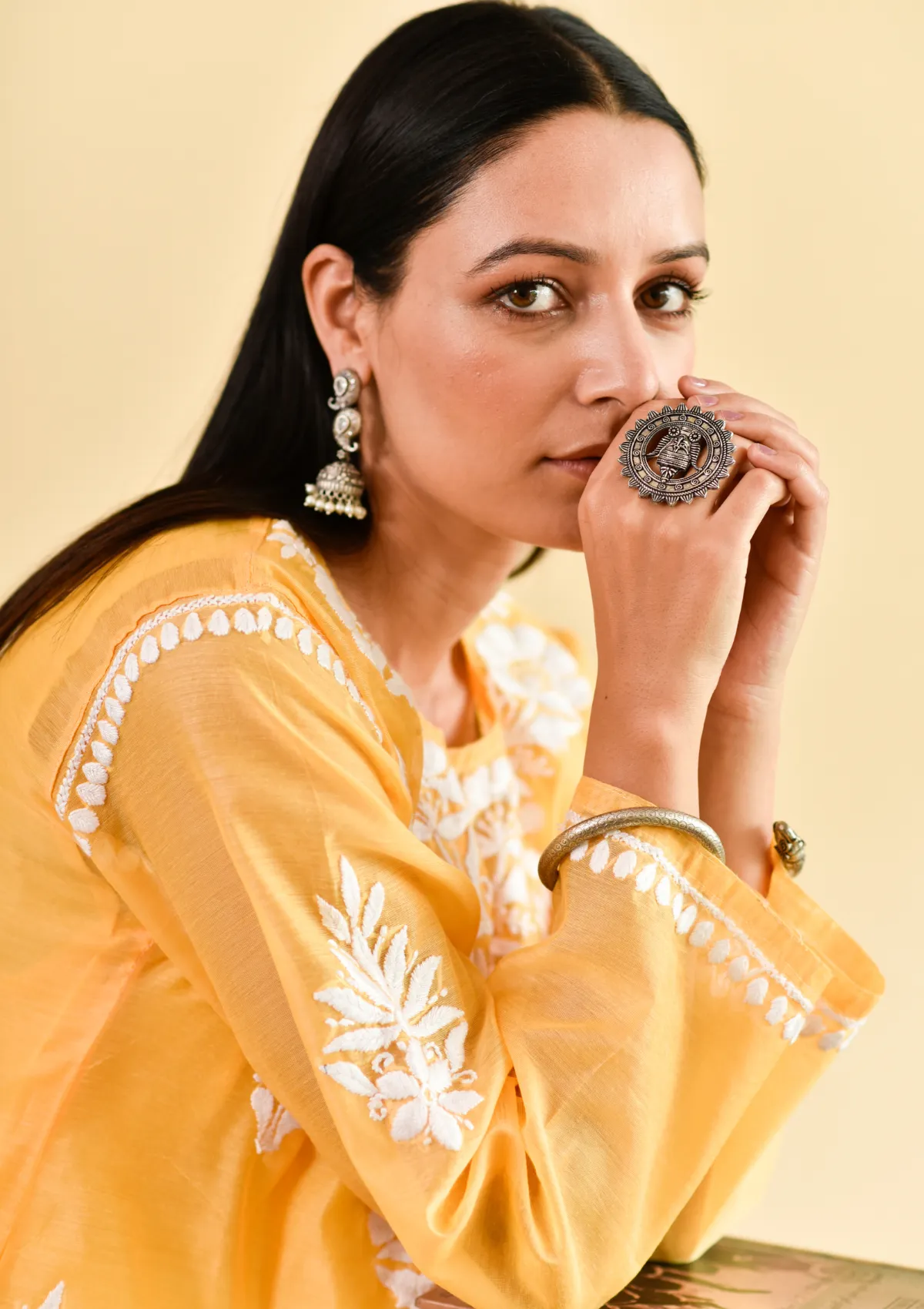 Ikram Chanderi Straight Kurta