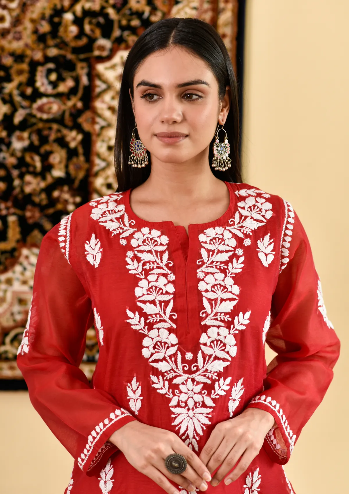 Ikram Chanderi Straight Kurta