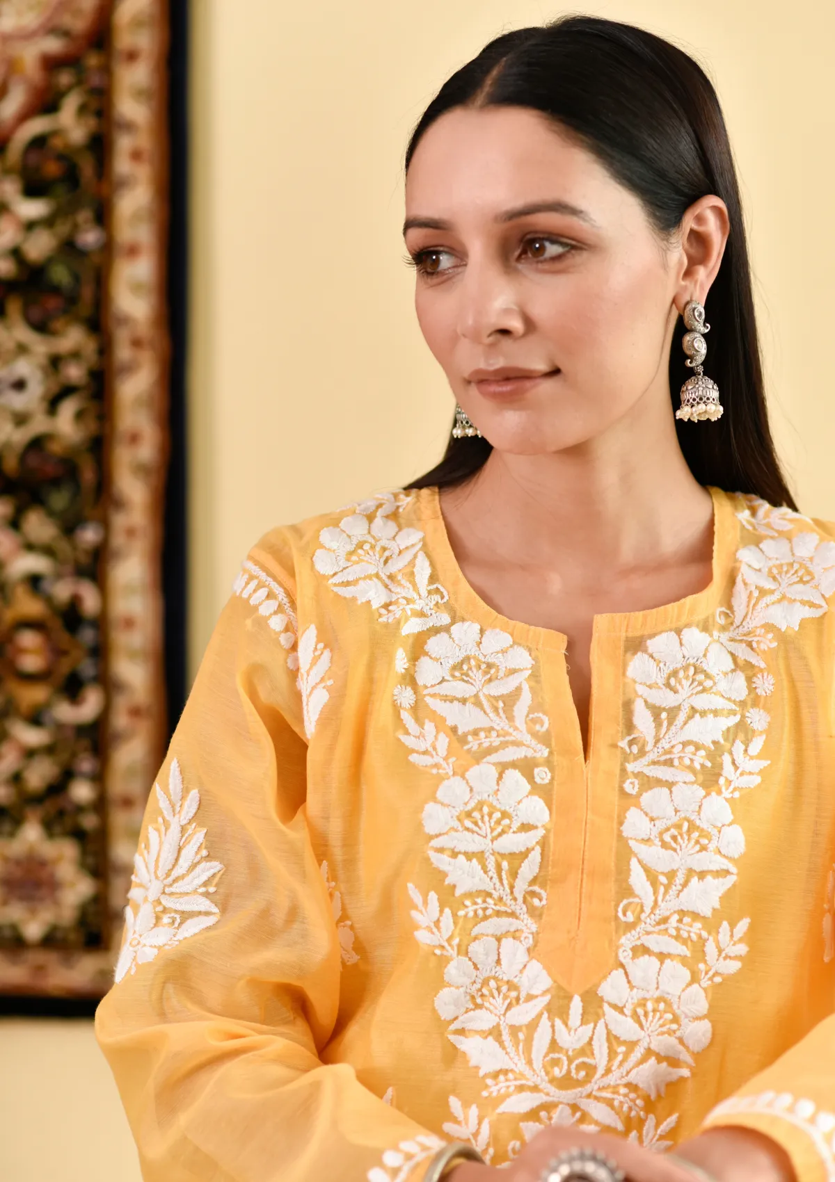 Ikram Chanderi Straight Kurta