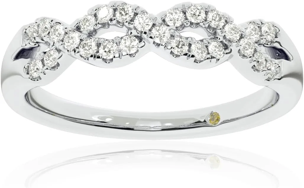 Infinity Diamond Rings for Women | Solid 10K White and Yellow Gold Lab Grown Diamond Wedding Band and Diamond Anniversary Ring | 1/4-1/2 Carat Certified GH VS/SI Diamond Ring