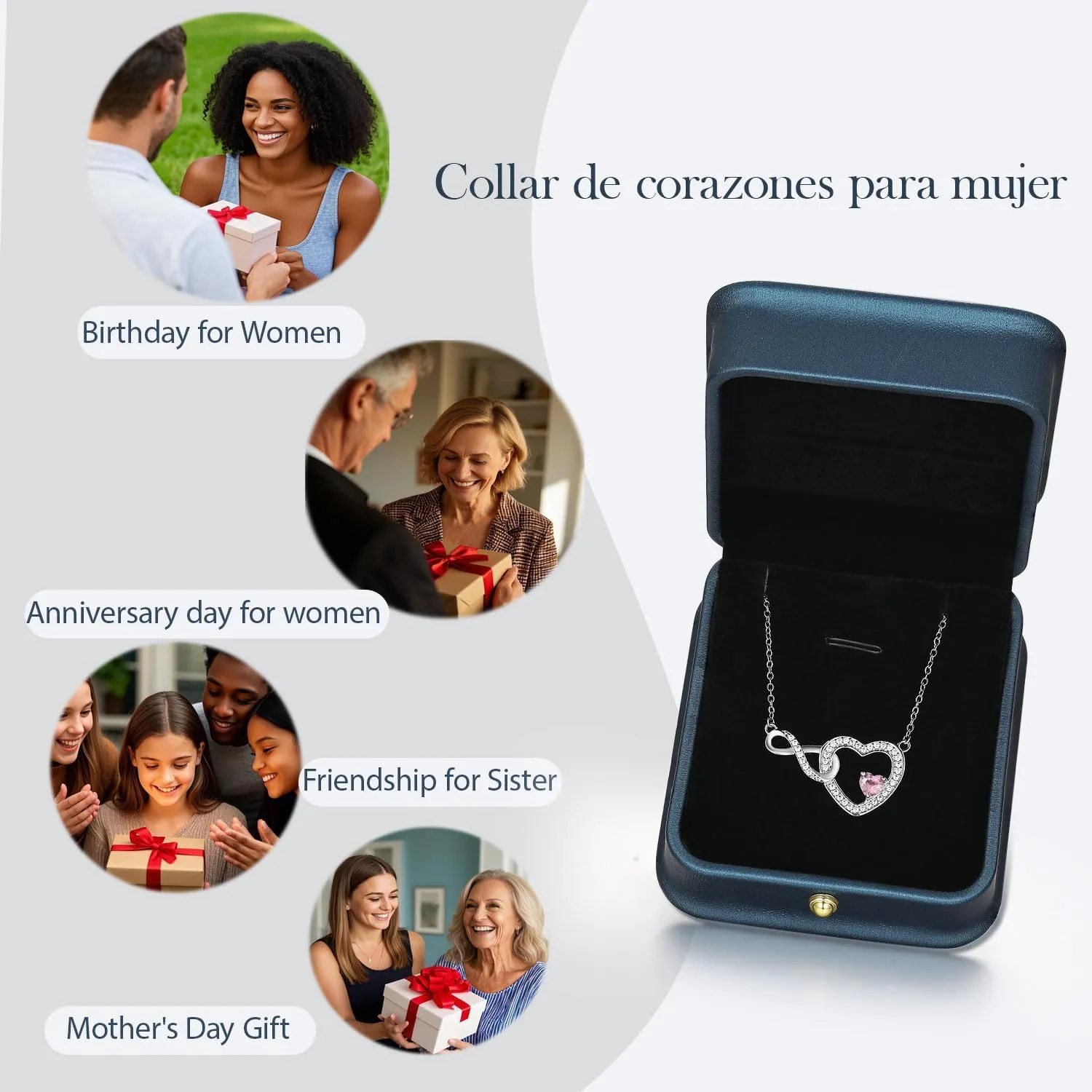 Infinity Heart Necklace for Women Moissanite Crystal Pendant Birthstone Jewelry Graduation Anniversary Birthday Gifts for Mother Sister Girlfriend Her