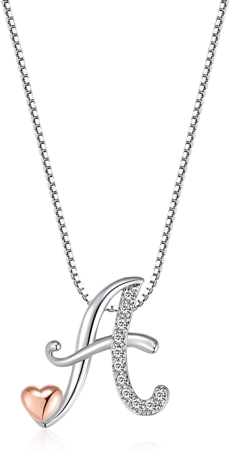 Initial Necklaces for Women - 14K Silver Letter Necklace for Teen Girls, Cute Name Necklace Dainty Gifts for Girls, Jewelry Cute Idea Christmas Gifts
