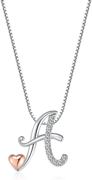 Initial Necklaces for Women - 14K Silver Letter Necklace for Teen Girls, Cute Name Necklace Dainty Gifts for Girls, Jewelry Cute Idea Christmas Gifts