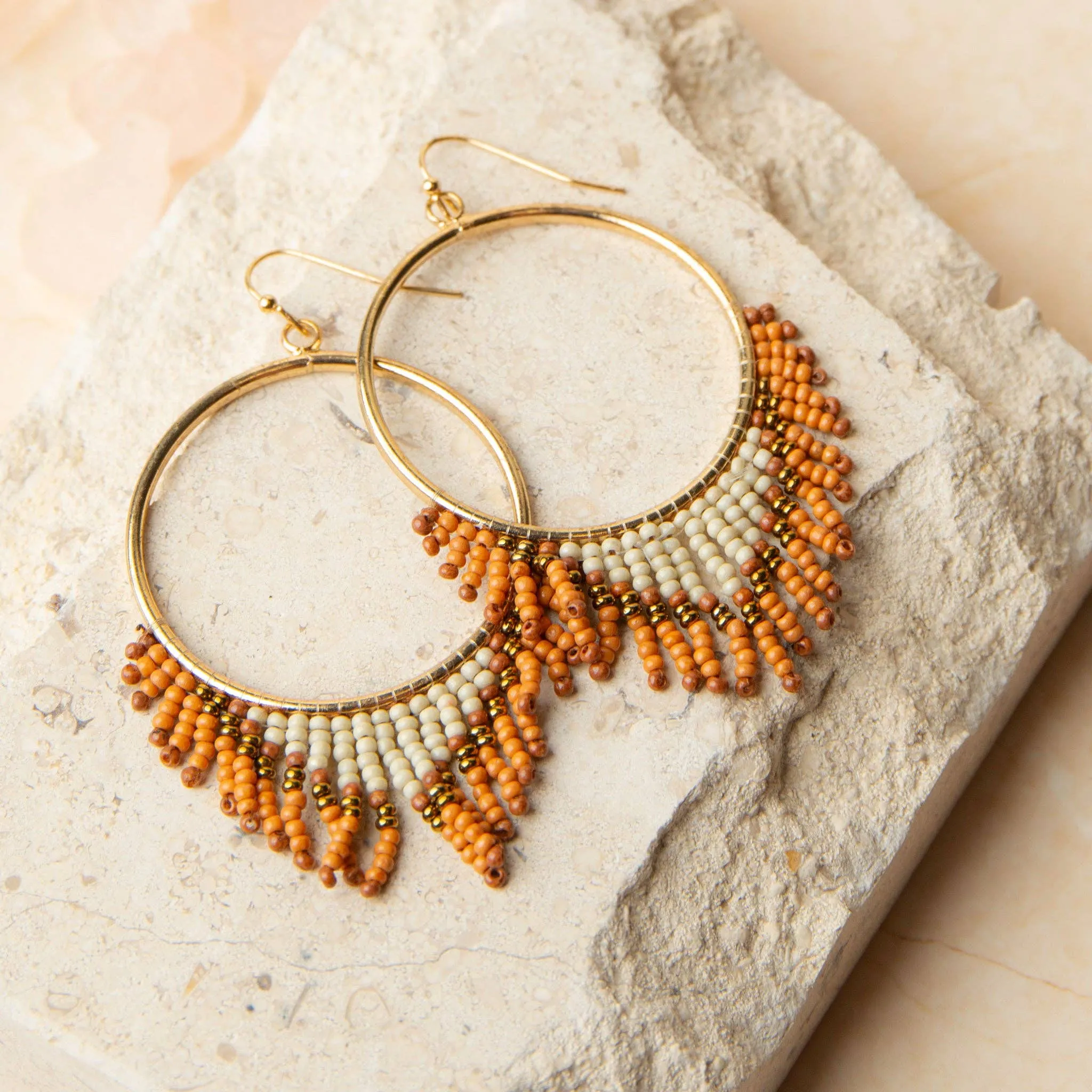 Irie Beaded Chandelier Hoop Drop Earrings