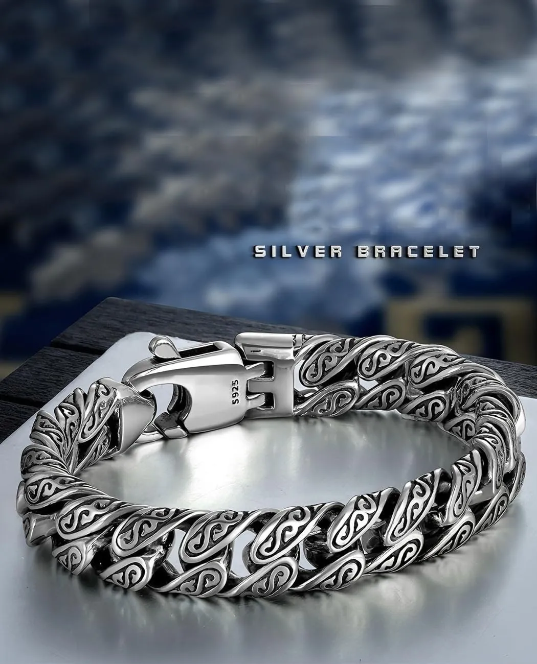 Italian Handmade Sterling Silver Mens Bracelets | Solid S925 Chain Bracelets | Men's Silver Bracelet Gift for Dad, Boyfriend, Son, My Man