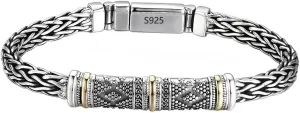 Italian Handmade Sterling Silver Mens Bracelets | Solid S925 Chain Bracelets | Men's Silver Bracelet Gift for Dad, Boyfriend, Son, My Man