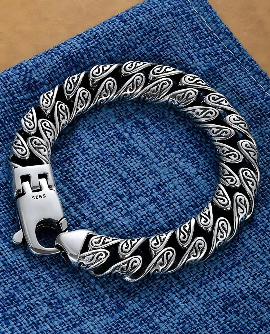 Italian Handmade Sterling Silver Mens Bracelets | Solid S925 Chain Bracelets | Men's Silver Bracelet Gift for Dad, Boyfriend, Son, My Man