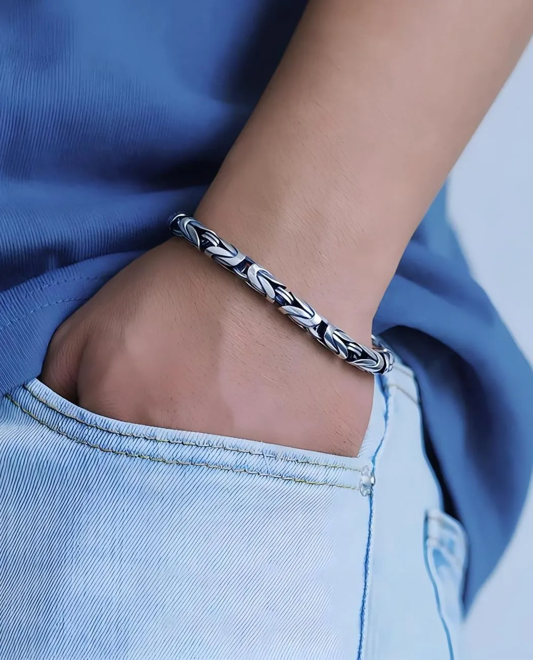Italian Handmade Sterling Silver Mens Bracelets | Solid S925 Chain Bracelets | Men's Silver Bracelet Gift for Dad, Boyfriend, Son, My Man