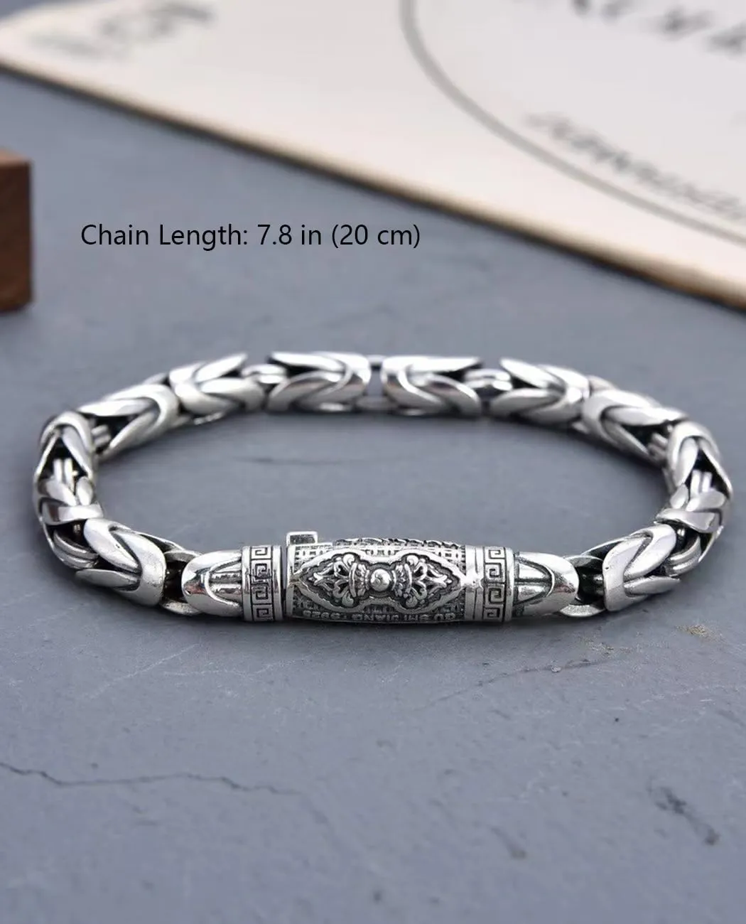 Italian Handmade Sterling Silver Mens Bracelets | Solid S925 Chain Bracelets | Men's Silver Bracelet Gift for Dad, Boyfriend, Son, My Man