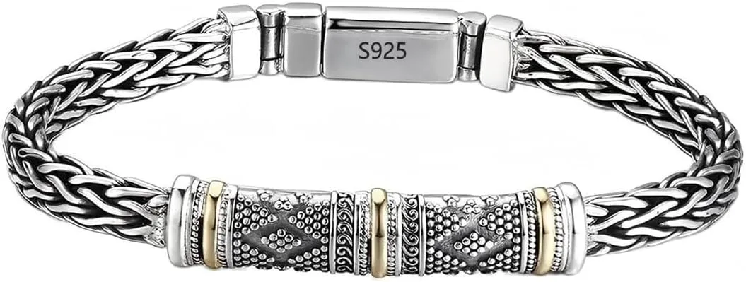 Italian Handmade Sterling Silver Mens Bracelets | Solid S925 Chain Bracelets | Men's Silver Bracelet Gift for Dad, Boyfriend, Son, My Man