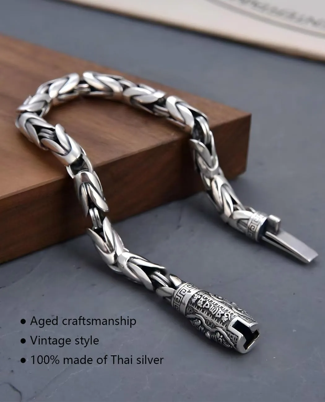 Italian Handmade Sterling Silver Mens Bracelets | Solid S925 Chain Bracelets | Men's Silver Bracelet Gift for Dad, Boyfriend, Son, My Man