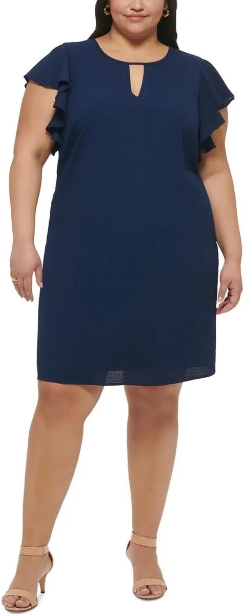 Jessica Howard Womens Plus Ruffled Sheath Dress