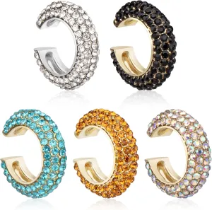 Joez Wonderful 5pcs Chunky Ear Cuff for Women, Gold Fake Ear Cuff Earrings Non Piercing, Ear Cuffs Set for Non Pierced Ear Cartilage Clip on Wrap Ear, Round Huggie Clip On Cartilage Earrings
