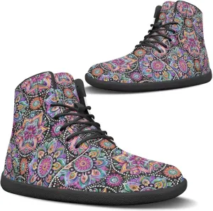 JoyLamoria Men Women High Top Barefoot Shoes Rainbow Pattern Pattern LGBT Fashion Sneakers Lace Up PU Leather Platform